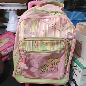 Pink & Green Heart Stripe Kids Backpack - COPY